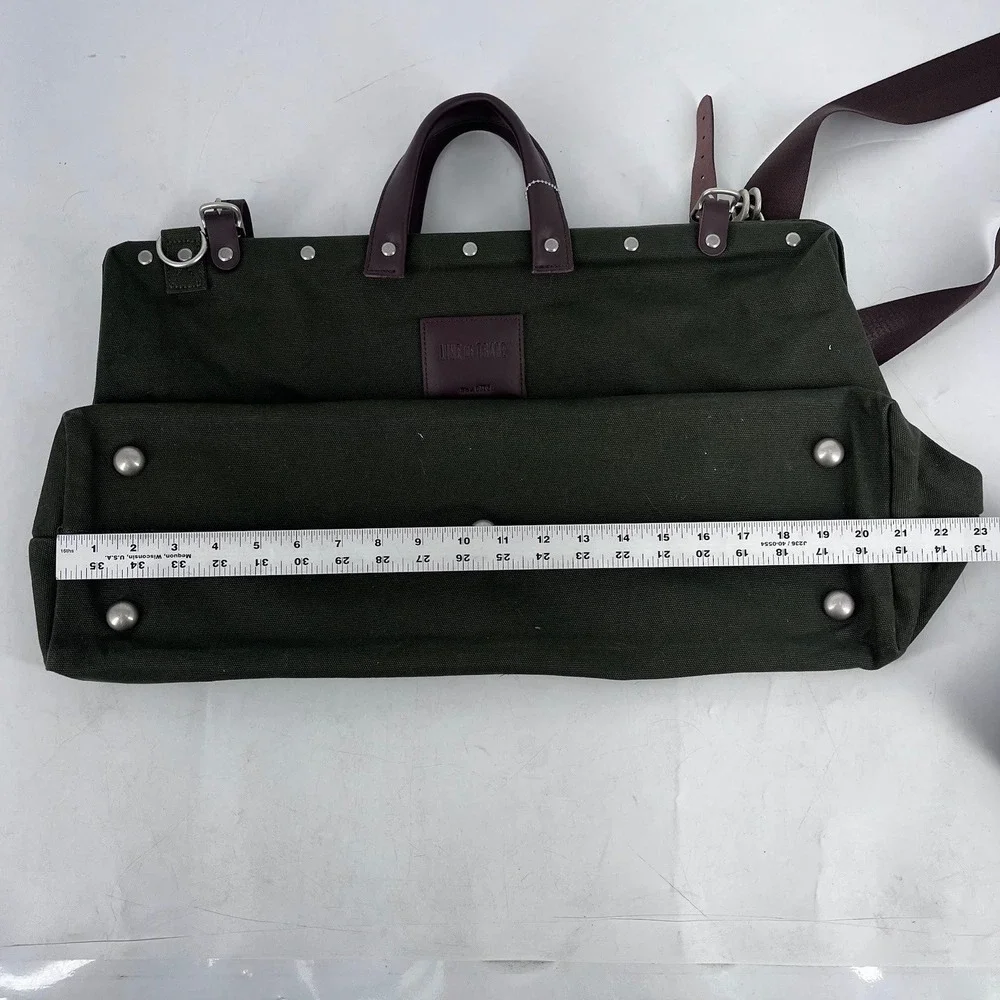 Line of Trade No. 0312 Olive Green Canvas Doctor Bag Weekender Duffel Strap